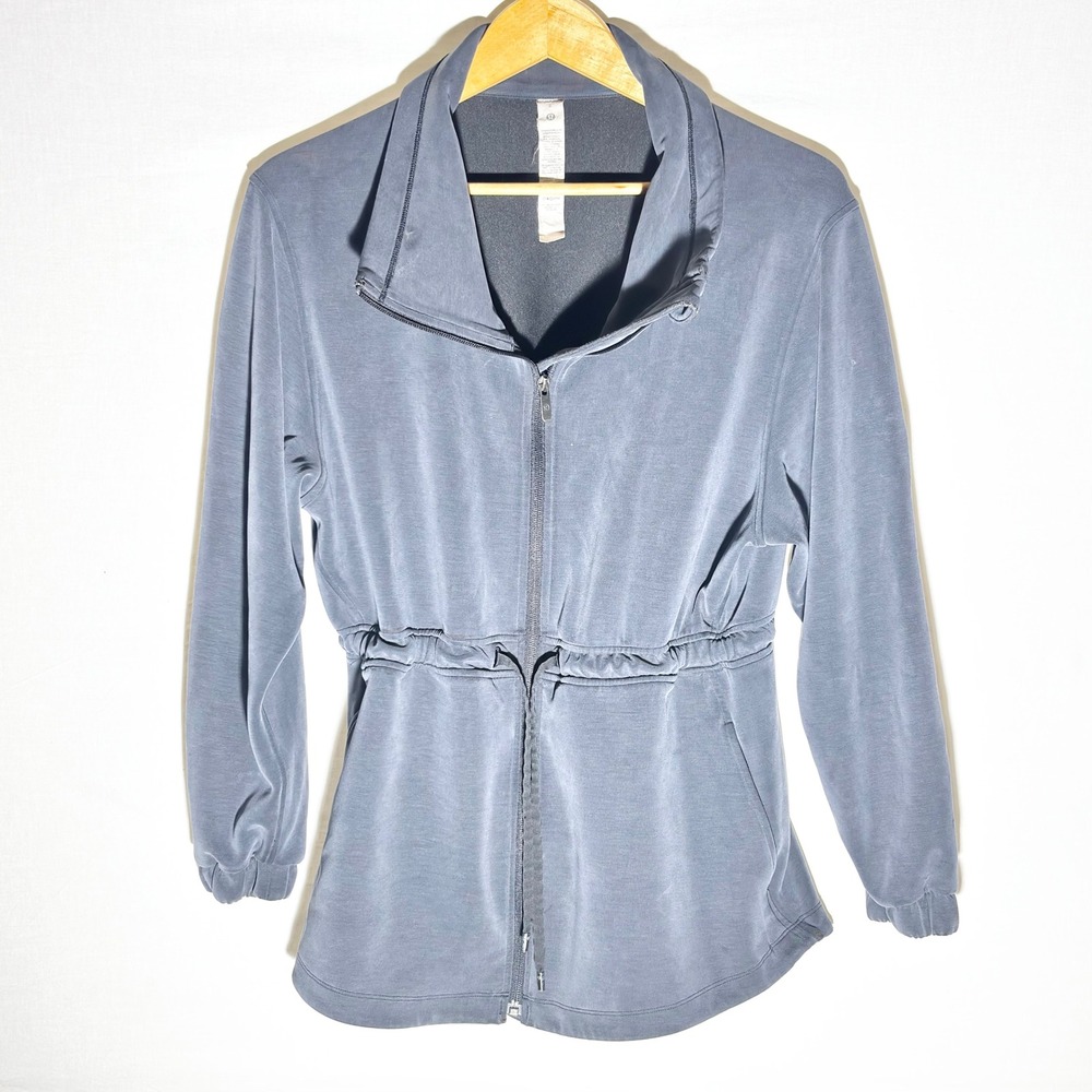 Lululemon Softstreme Jacket Women 8 Cinch Waist Modal Blend Grey Athleisure